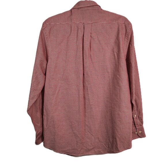 IZOD Varsity Oxford Slim Fit Medium Men Red Plaid Long Sleeve Button Down Shirt - Picture 3 of 6